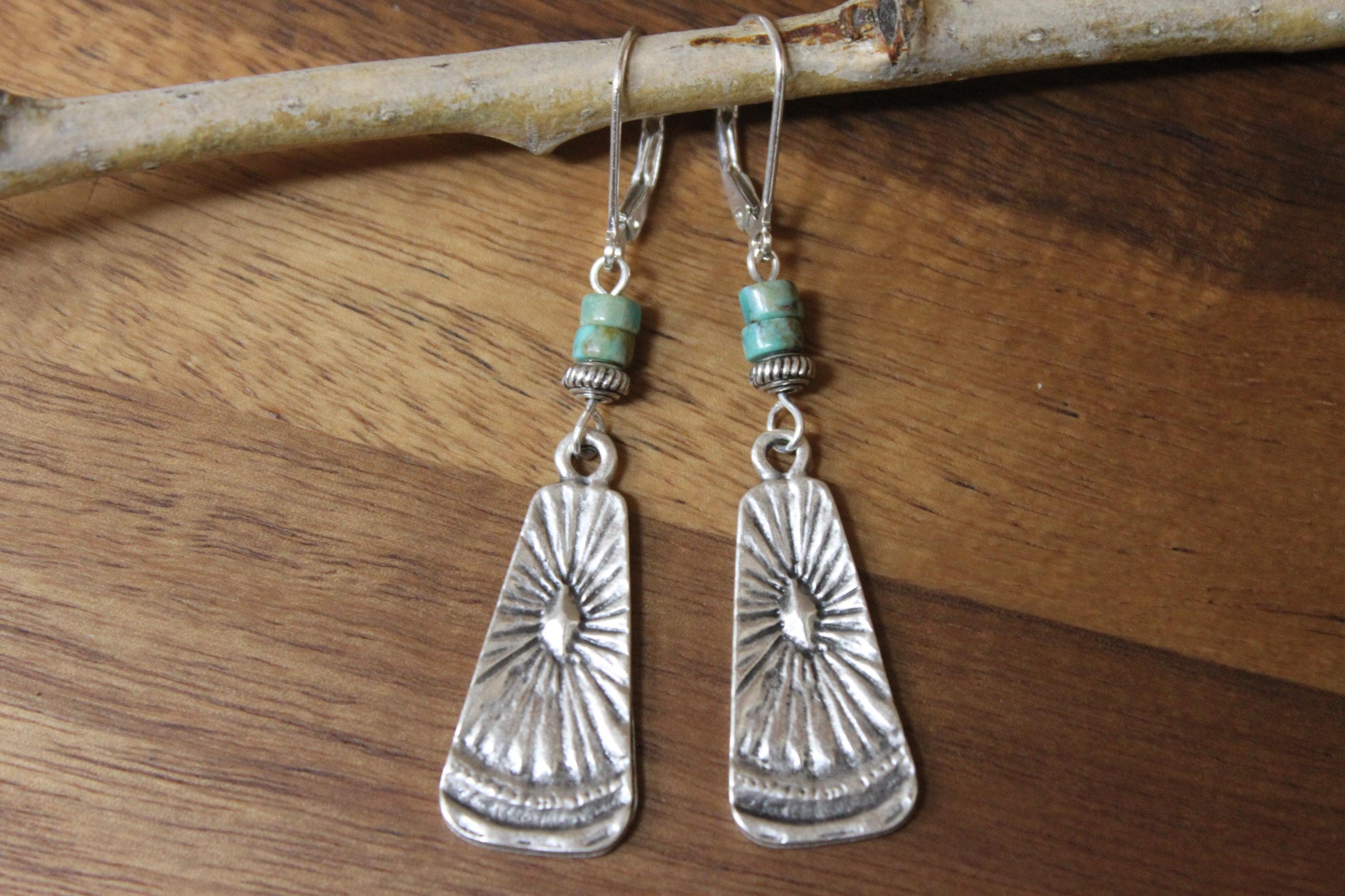 Silver Genuine Turquoise Earrings Dangle Earrings Boho Earrings Drop earrings Boho jewelry Stone Earrings Bohemian earrings Gift For women