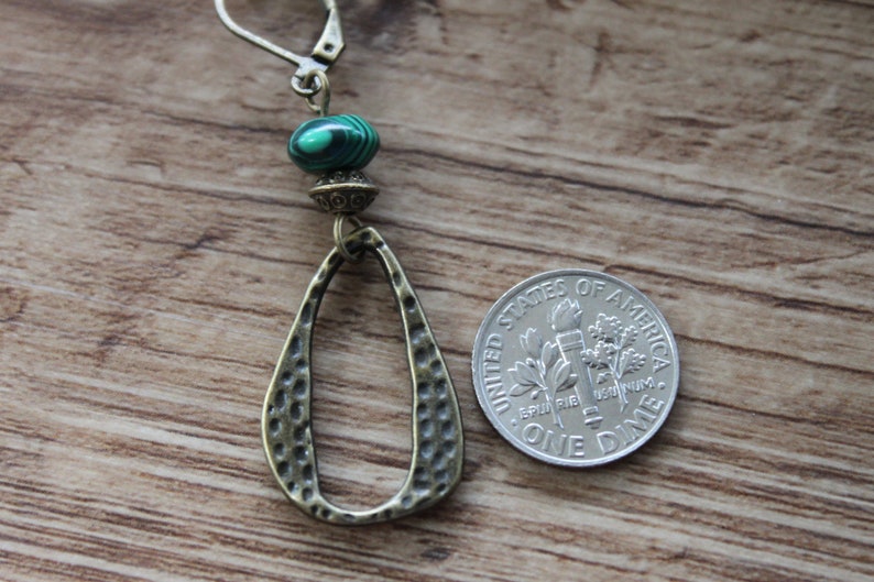 Green Brass Earrings Dangle Boho Earrings Boho Jewelry Gifts for women Earrings Gift for her Gifts image 5