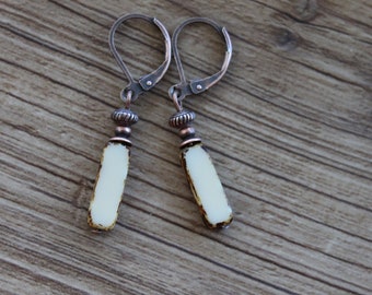 Ivory Earrings Dangle Earrings Drop Earrings SMALL THIN Earrings Ivory Jewelry Gift for women