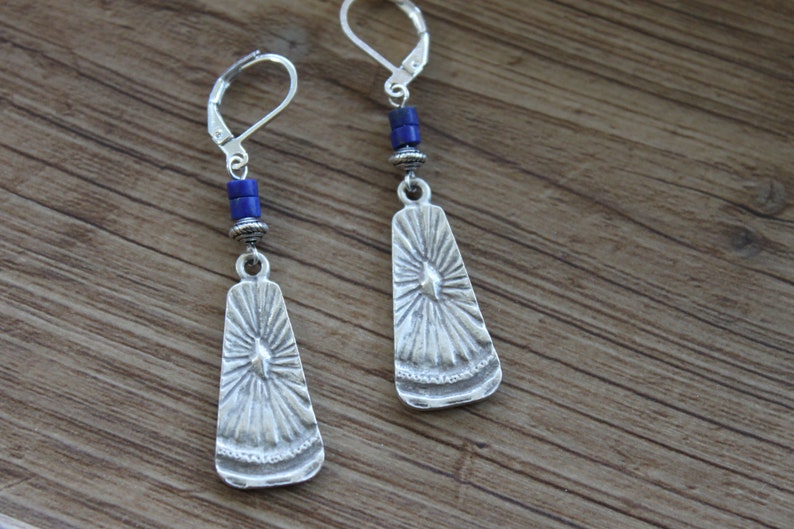 Davis Drop Earrings Peacock Blue Silver Earrings main image 0