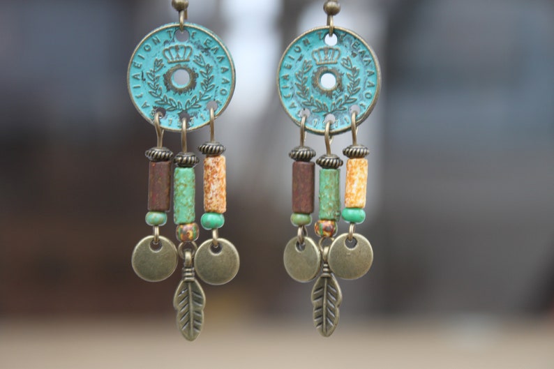 Turquoise Boho Earrings Dangle Earrings Boho jewelry Chandelier Drop Earrings Gypsy Ethnic Earrings Gift for women 