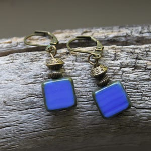 Blue Earrings, Czech Glass Earrings, Dangle Earrings, Drop Earrings, Small Earrings, Blue Jewelry, Gift for women