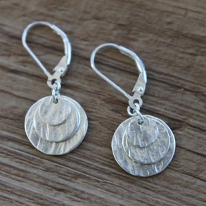 Small Sterling Silver Earrings / Dangle Earrings / Minimalist Earrings / Dainty Earrings / Hammered Earrings / Sterling Lever Back / Gifts image 6
