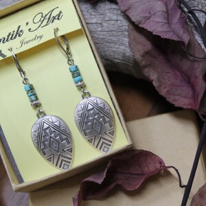 Turquoise Silver Earrings, Dangle Earrings, Boho Earrings, Boho Jewelry, Bohemian Earrings, Southwest Earrings, Western Jewelry image 11