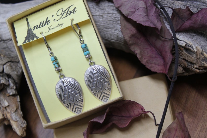 Turquoise Silver Earrings, Dangle Earrings, Boho Earrings, Boho Jewelry, Bohemian Earrings, Southwest Earrings, Western Jewelry image 11