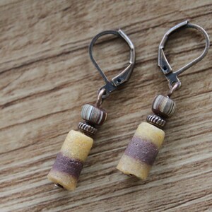 Brown Earrings Boho Earrings Dangle Earrings Glass Earrings Rustic Earrings Ethnic Earrings African Earrings Unique Earrings image 4