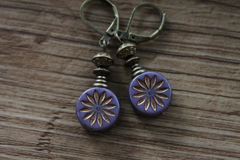 Purple Earrings Czech Glass Earrings Dangle drop Earrings Birthday Gifts For Her Gift for women image 10