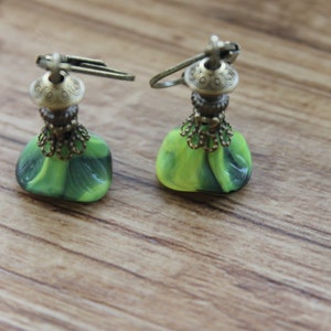 Green Earrings Dangle Drop Earrings Czech Glass Earrings Flower Earrings Gift For Women Gift for her image 7