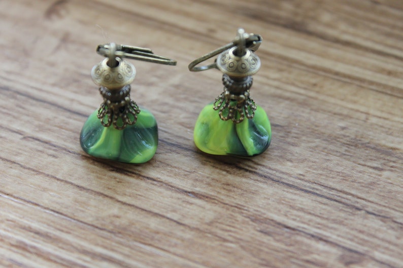 Green Earrings Dangle Drop Earrings Czech Glass Earrings Flower Earrings Gift For Women Gift for her image 7
