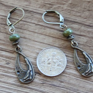 Green Brass Boho Earrings Dangle Drop Earrings Boho Jewelry Gift for women Gift For Her image 3