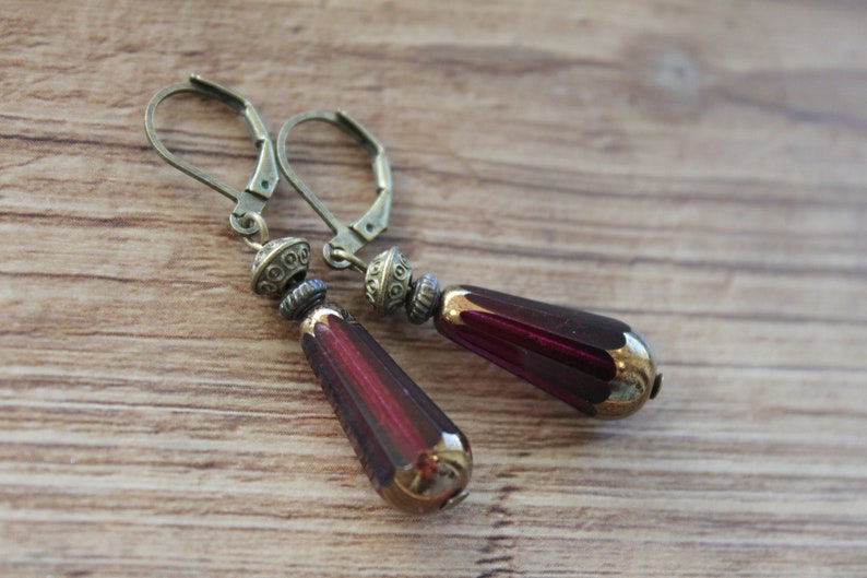 Rote Ohrringe, baumeln Ohrringe, Tropfen Ohrringe, Tschechische Glasohrringe, Rot Schmuck, Teardrop Ohrringe, Geschenk für Frauen Bild 10