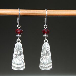 Red Boho Silver Dangle Earrings, Boho Jewelry, Bohemian Earrings, Czech Glass Earrings, Gift for Her, Gift for women image 5