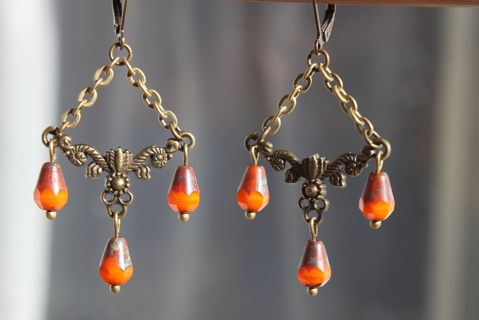 Orange Boho Earrings Bohemian Earrings Boho jewelry Bohemian Etsy