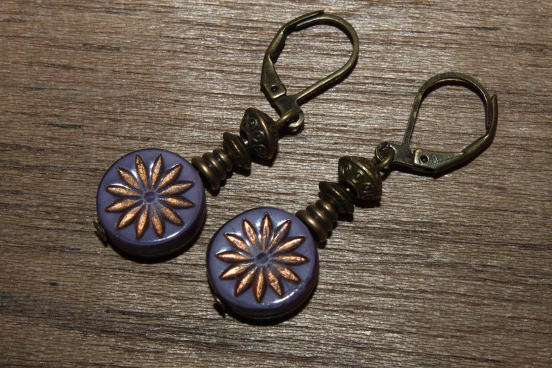 Purple Earrings Czech Glass Earrings Dangle drop Earrings Birthday Gifts For Her Gift for women image 8