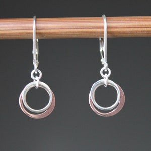 Rose Gold Vermeil Sterling Silver Tiny Circle Earrings Dangle Drop Earrings Dainty Earrings Delicate Earrings Gift for women