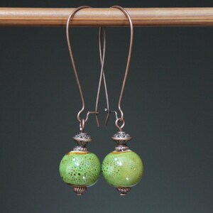 Green Earrings Ceramic Earrings Dangle Drop Earrings Earthy Earrings Rustic earrings Gift for women Gift for her image 8