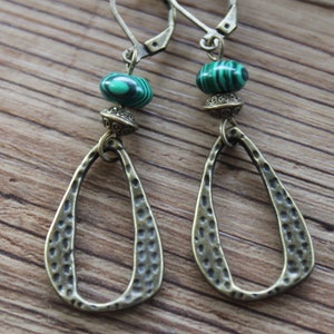 Green Brass Earrings Dangle Boho Earrings Boho Jewelry Gifts for women Earrings Gift for her Gifts image 8