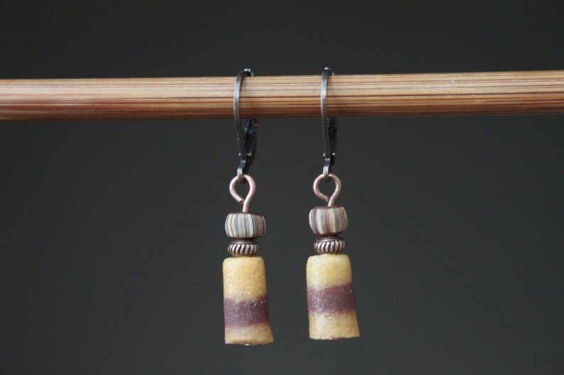 Brown Earrings Boho Earrings Dangle Earrings Glass Earrings Rustic Earrings Ethnic Earrings African Earrings Unique Earrings image 5