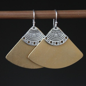 Gold Brass Earrings Dangle Drop Earrings LARGE Boho Earrings Boho Jewelry Bohemian Earrings Brass Jewelry Statement Earrings