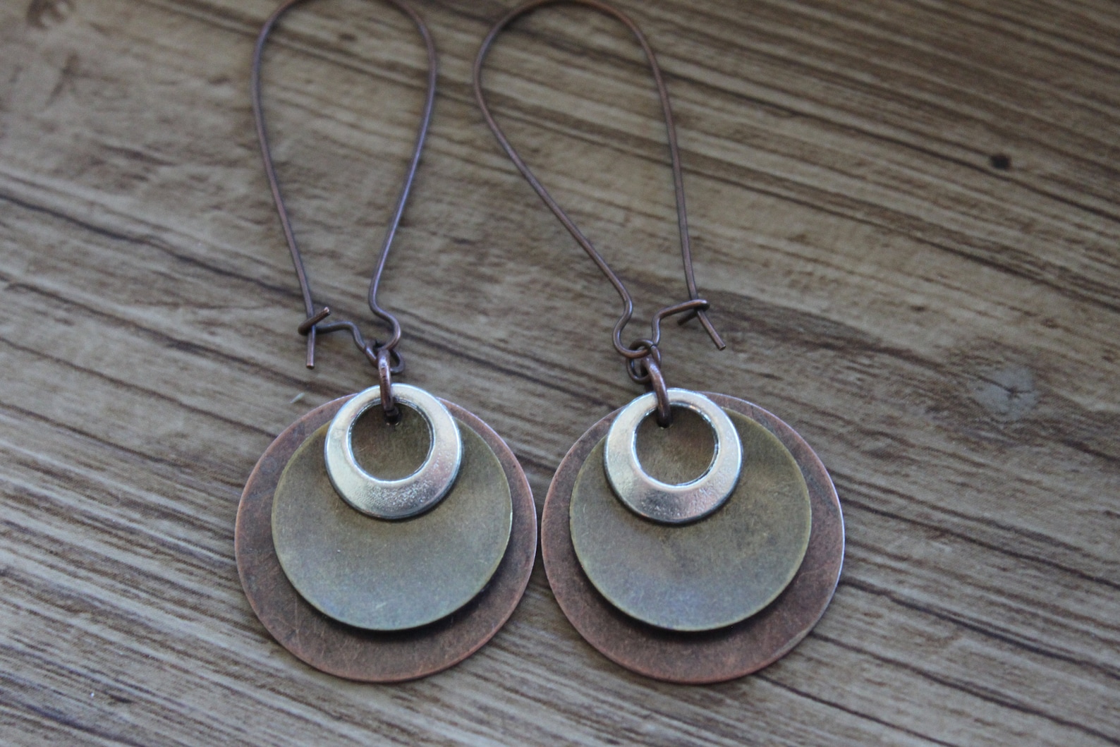 Long Copper Boho Earrings Dangle Drop Earrings Bohemian Etsy