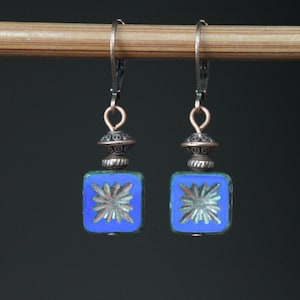 Blue Earrings / Dangle Earrings / Czech Glass Earrings / Small Earrings / Drop Earrings  / Blue jewelry / Gift For women
