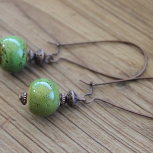 Green Earrings Ceramic Earrings Dangle Drop Earrings Earthy Earrings Rustic earrings Gift for women Gift for her image 10