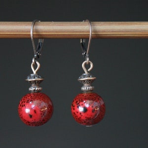 Red Earrings Ceramic Earrings Dangle Earrings Drop Earrings Earthy Earrings Ceramic Jewelry Rustic Earrings Gift for women