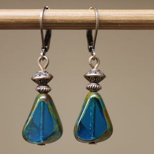 Blue Earrings, Czech Glass Earrings, Dangle Drop Earrings, Teardrop Earrings, Birthday Gift, For women, Gift For Her, Gift Ideas