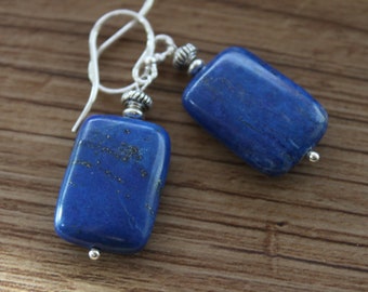 Blue Lapis Silver Earrings Dangle Earrings Drop Lapis Lazuli Earrings Gemstone Earrings Stone Earrings Gift for women Gift for her