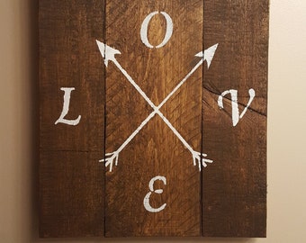 Pallet wood, Love sign, Wood sign, Wall hanging, Love word, Valentine's day gift, Rustic home decor, Painted accent, Gift for her, Affection