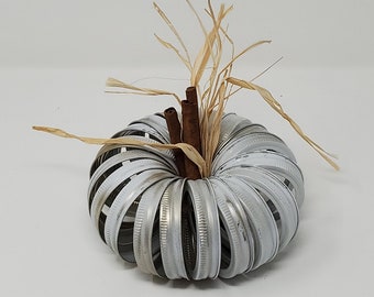 Canning Lid Pumpkin: White Farmhouse Fall Decor