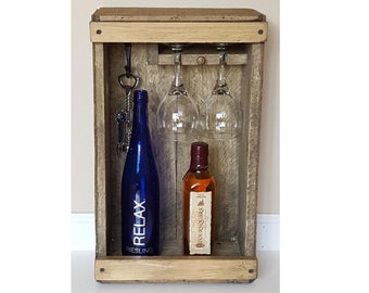 Repurposed Grape Box Wine Rack, Pallet Wood Drink Station