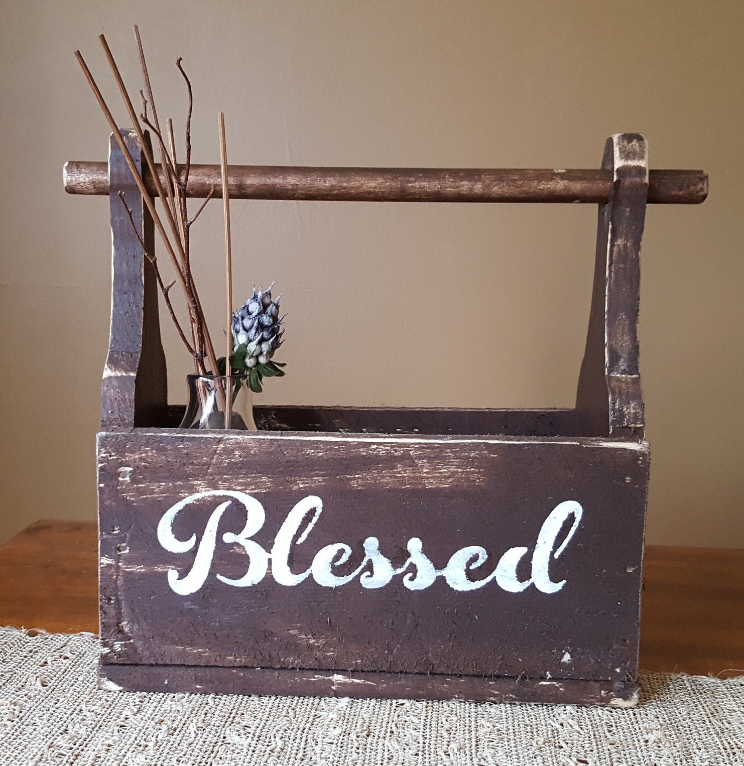 Centerpiece Box Farmhouse Decor Mason Jar Box Utensil Etsy