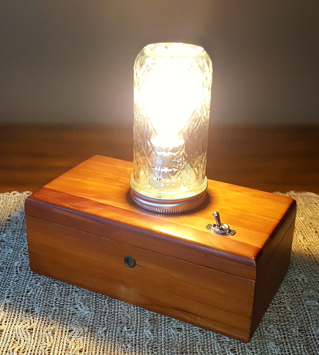 Jewelry Box Lamp Wooden Box Lamp Desk Lamp Reading Light Etsy