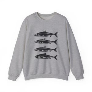 Sardine Sweatshirt, Fish Print Jumper, Ocean Lover Pullover, Nautical Top, Sea Creature Shirt