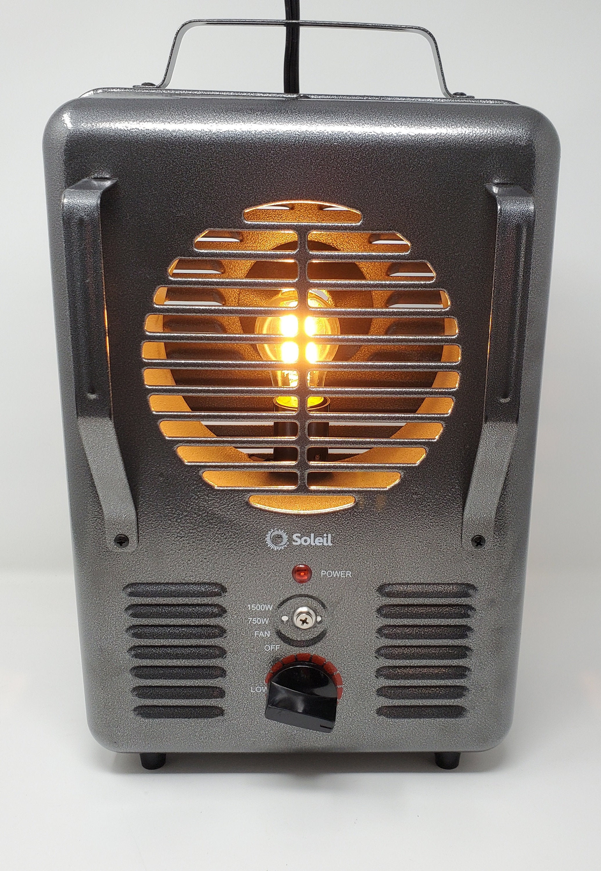 Heater Lamp, Unique Lighting, Re Purposed Lighting, Box Lamp, College