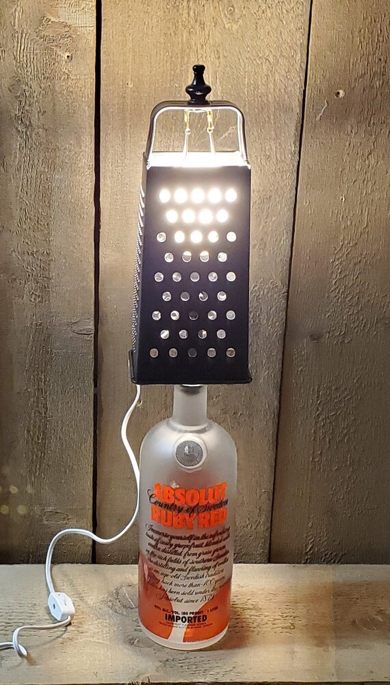 Bottle Lamp, Absolute Desk Light, Unique Lighting, Cheese Grater 