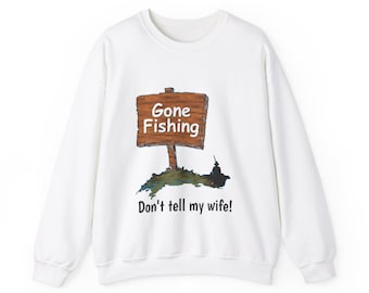 Sudadera "Gone Fishing": Divertida sudadera unisex de cuello redondo para papá