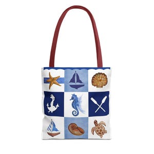 Nautical Beach Tote Bag: Polyester Coastal Carryall