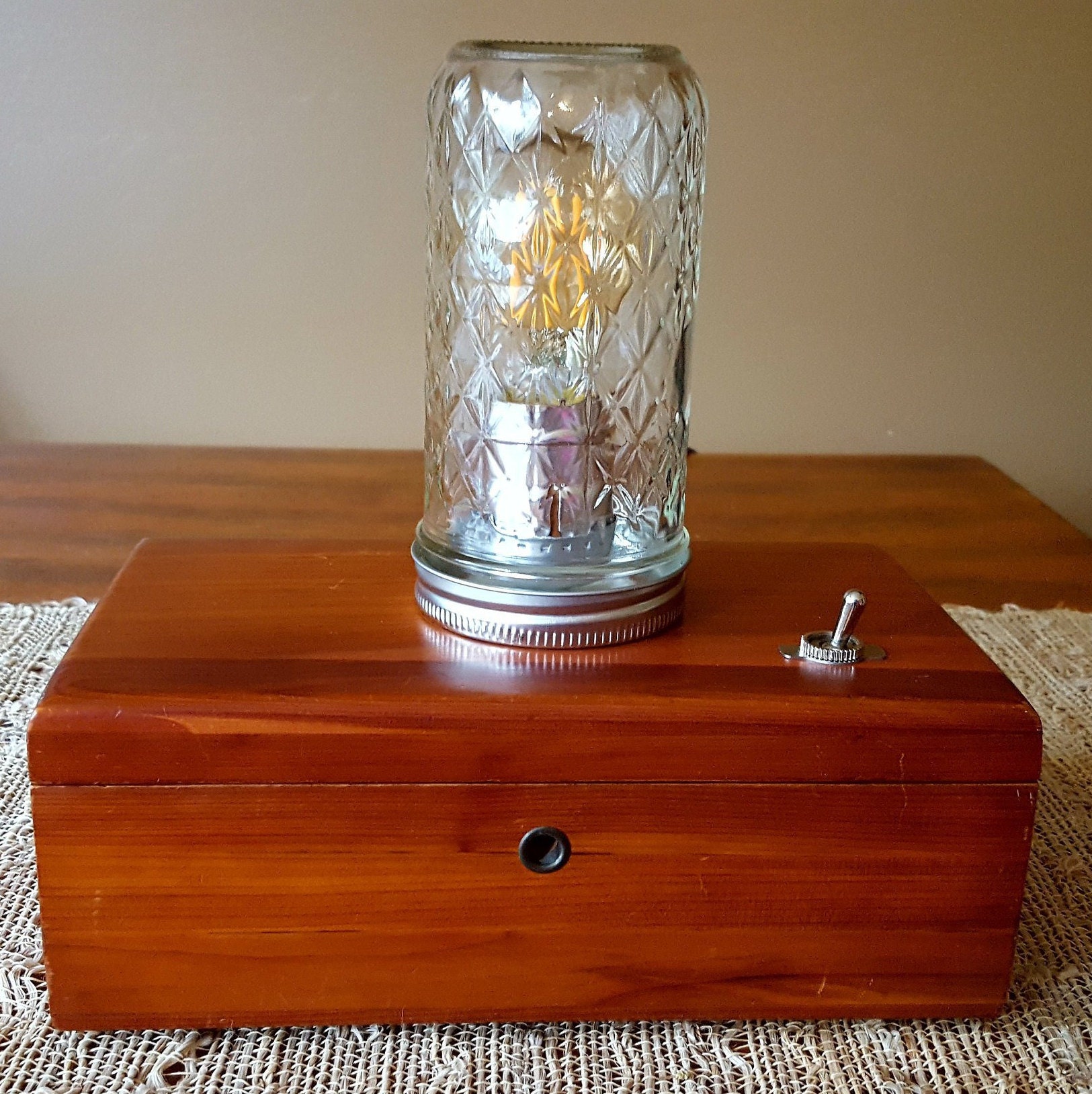 Jewelry Box Lamp Wooden Box Lamp Desk Lamp Reading Light Etsy