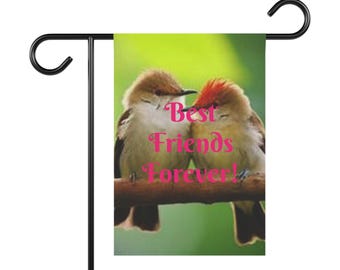 Bandera de jardín "Amistad de los pájaros": popelina de poliéster de doble cara para decoración del hogar
