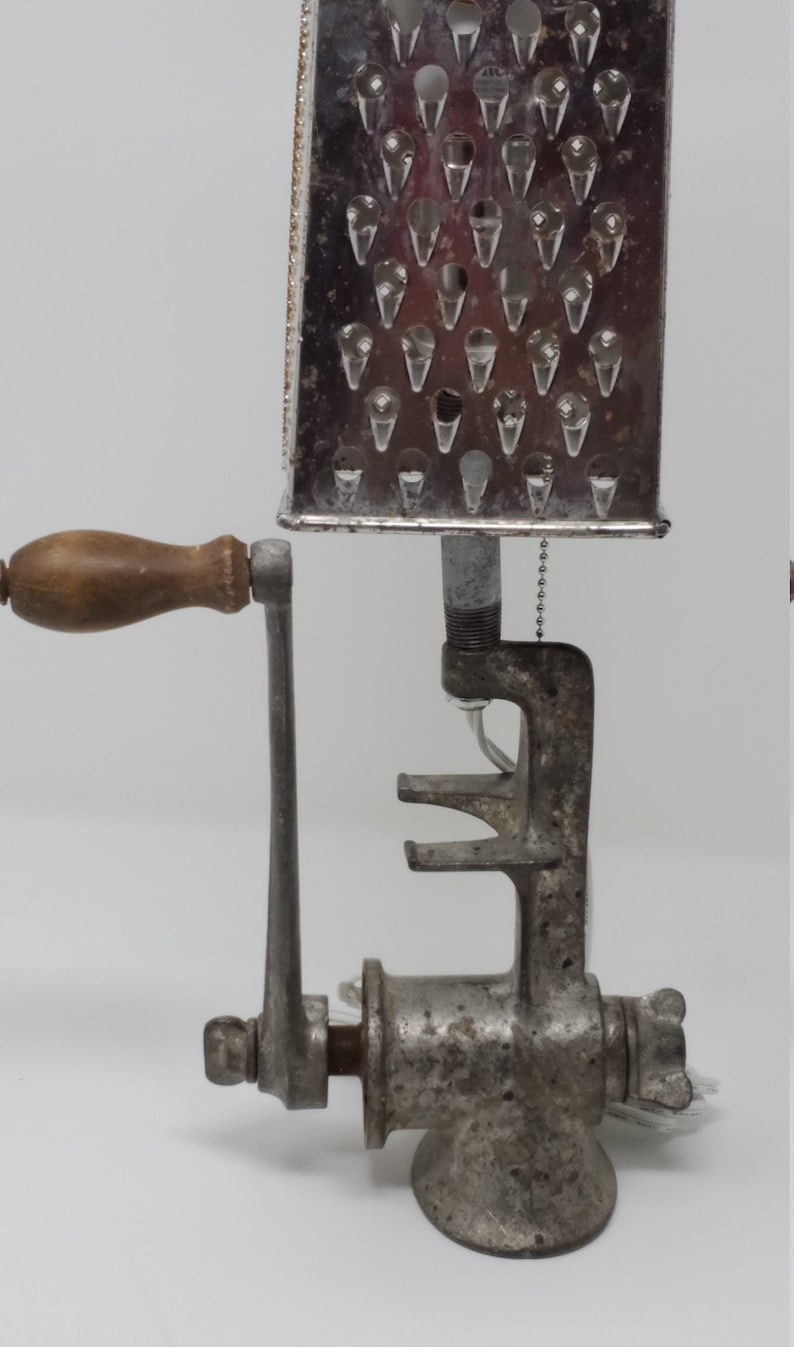 Meat Grinder Lamp Unique Lighting Cheese Grater Upcycled Etsy