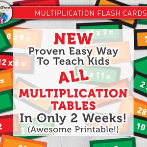 Multiplication Flash Cards, Enseigner les mathématiques, Apprentissage à domicile, Un moyen facile et éprouvé d'enseigner aux enfants TOUTES les tables de multiplication, Imprimable, STEM, STEAM