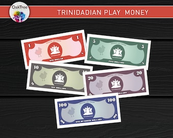 Trinidadiaans speelgeld afdrukbaar, wiskunde leren, thuis leren, digitale DOWNLOAD, Trinidad, kinderen, STEM, valuta, school, dollars, optellen, aftrekken