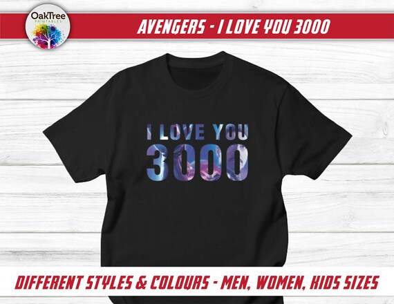 Personalised Birthday Name Kids T-Shirt Avengers Superhero I Love 3000 Iron man