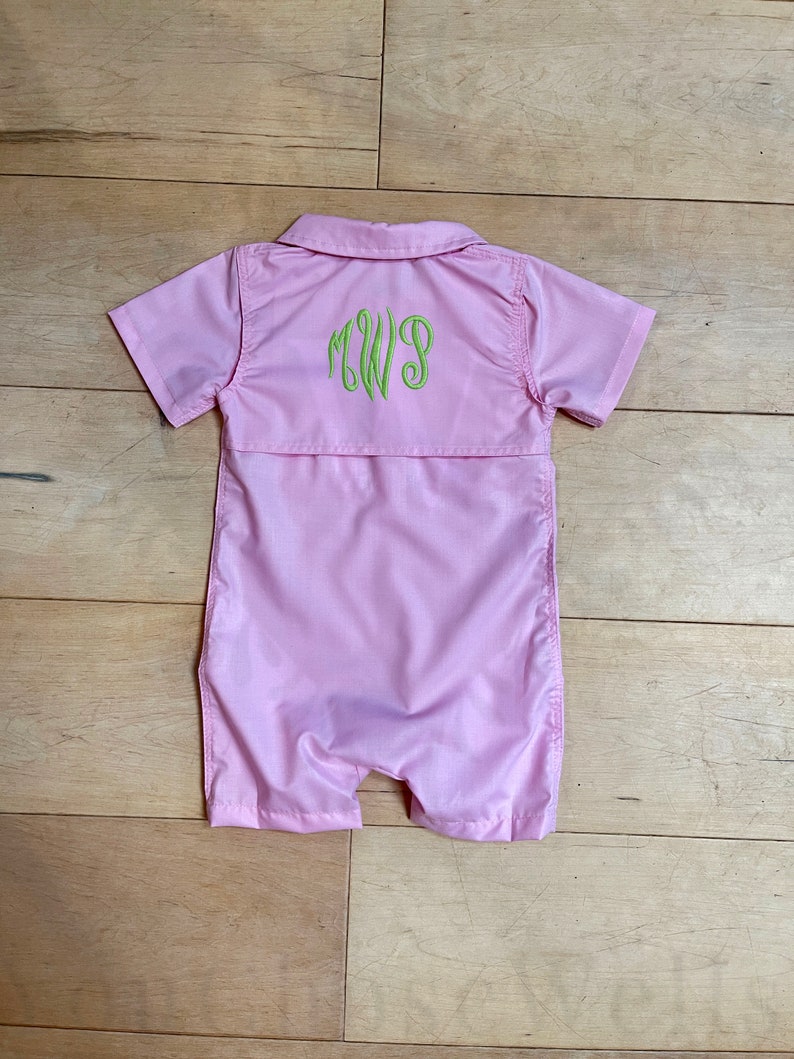 Baby Boy or Girl Monogrammed Fishing Romper Personalized Etsy