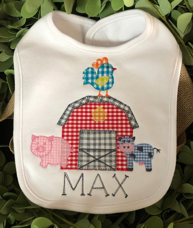 Baby Newborn Boy Embroidered Farm Friends Monogrammed Applique Farm Friends Newborn Gown Set Personalized Newborn Baby Shower Gift