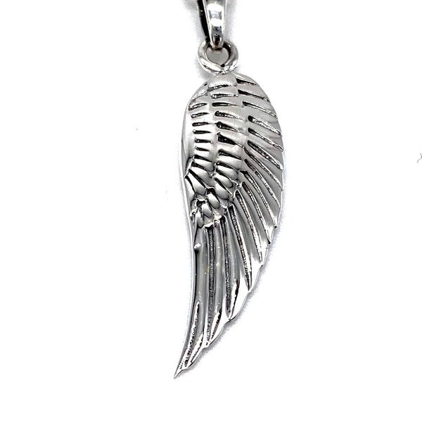 Pendentif Angel Wing, Charm 925 Sterling Silver on 16 », 18 » or 20 » Silver Curb Chain or Without Chain