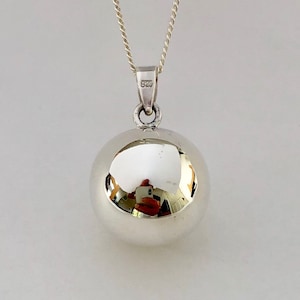 925 Sterling Silver, 14 mm Diameter Teardrop Ball Charm, Pendant on 16&quot;, 18&quot; or 20&quot; Sterling Silver Curb Chain or Without Chain