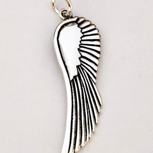 Sterling Silver Angel Wing Pendant Necklace: With Silver Curb Chain Options